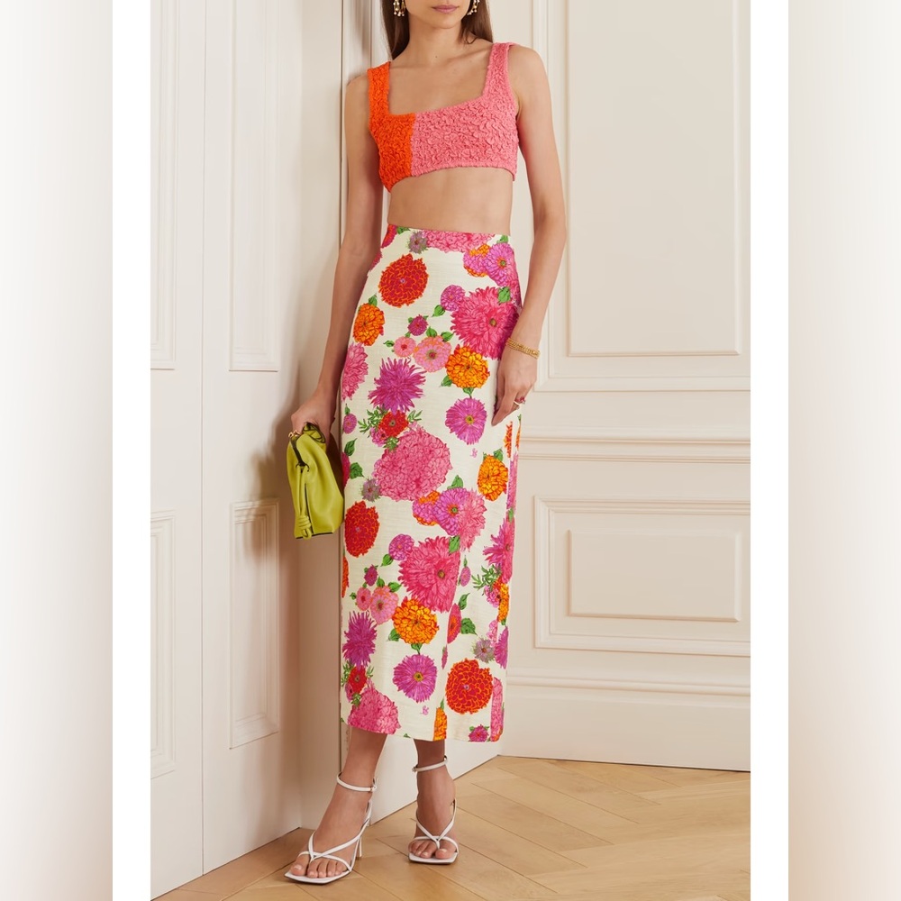 NWT La DoubleJ cotton floral midi skirt